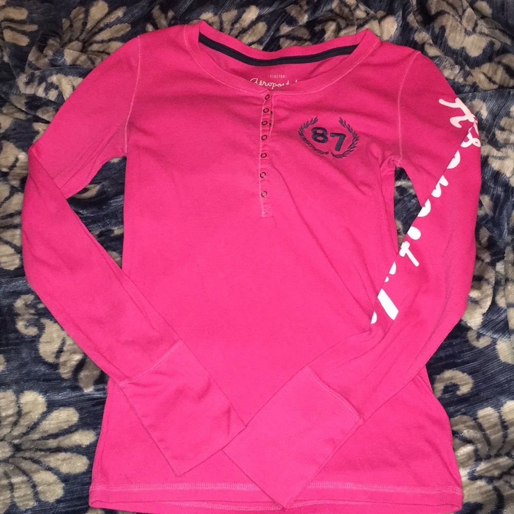 Aeropostale pink long sleeve fitted shirt